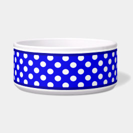 Royal Blue Polka Dot Pattern Ceramic Dog Bowl Voerbakje