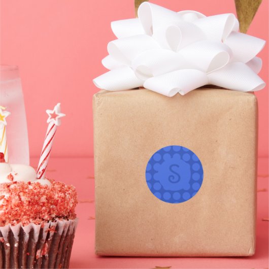 Royal Blue Polka dotpatroon Ronde Sticker (Feest)