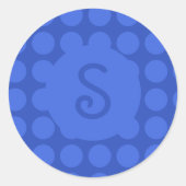 Royal Blue Polka dotpatroon Ronde Sticker (Voorkant)