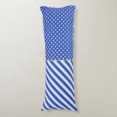 Royal Blue Polka Dots and Stripes van STaylor Lichaamskussen (Voorkant Verticaal)