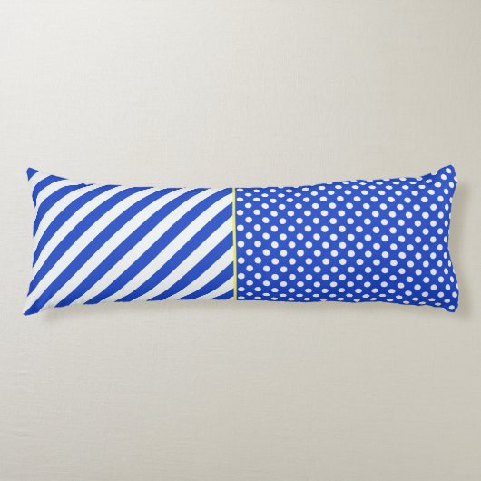 Royal Blue Polka Dots and Stripes van STaylor Lichaamskussen (Voorkant)