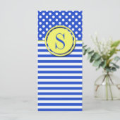 Royal Blue Polka Dots en Stripes-Monogram STaylor (Staand voorkant)