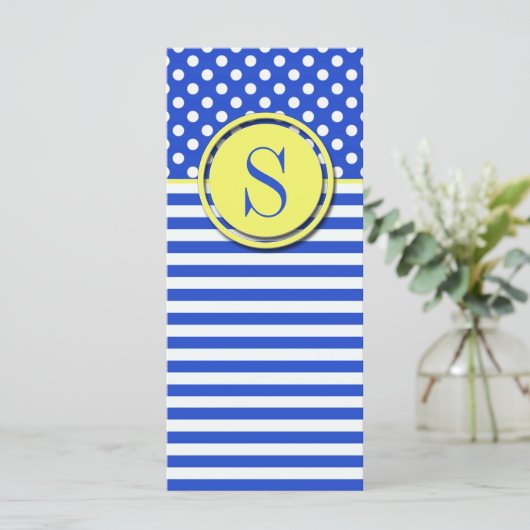 Royal Blue Polka Dots en Stripes-Monogram STaylor (Staand voorkant)