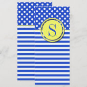 Royal Blue Polka Dots en Stripes-Monogram STaylor (Voorkant / Achterkant)