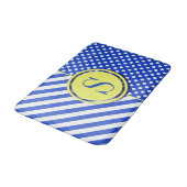 Royal Blue Polka Dots en Stripes-Monogram STaylor Badmat (Gekanteld)