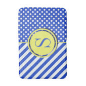Royal Blue Polka Dots en Stripes-Monogram STaylor Badmat (Voorkant Verticaal)