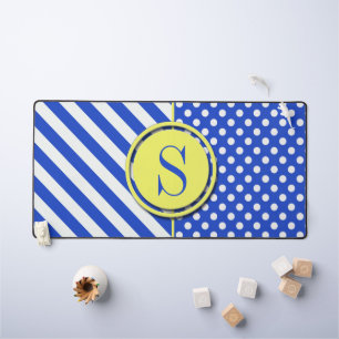 Royal Blue Polka Dots en Stripes-Monogram STaylor Bureaumat