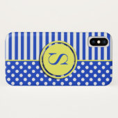 Royal Blue Polka Dots en Stripes-Monogram STaylor Case-Mate iPhone Case (Achterkant (horizontaal))