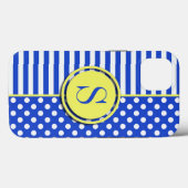 Royal Blue Polka Dots en Stripes-Monogram STaylor Case-Mate iPhone Case (Achterkant (horizontaal))