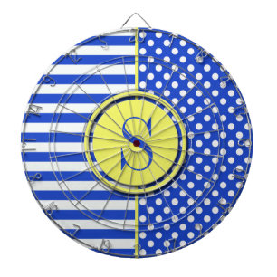 Royal Blue Polka Dots en Stripes-Monogram STaylor Dartbord
