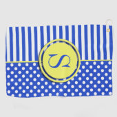Royal Blue Polka Dots en Stripes-Monogram STaylor Golfhanddoek (Horizontaal)
