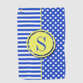 Royal Blue Polka Dots en Stripes-Monogram STaylor Golfhanddoek (Voorkant)