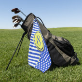 Royal Blue Polka Dots en Stripes-Monogram STaylor Golfhanddoek (Groen)