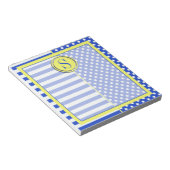 Royal Blue Polka Dots en Stripes-Monogram STaylor Notitieblok (Schuin)