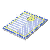 Royal Blue Polka Dots en Stripes-Monogram STaylor Notitieblok (Linkerzijde)