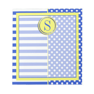 Royal Blue Polka Dots en Stripes-Monogram STaylor Notitieblok