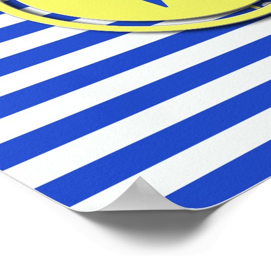 Royal Blue Polka Dots en Stripes-Monogram STaylor Poster (Hoek)