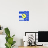 Royal Blue Polka Dots en Stripes-Monogram STaylor Poster (Thuiskantoor)
