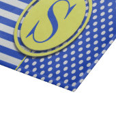 Royal Blue Polka Dots en Stripes-Monogram STaylor Snijplank (Hoek)