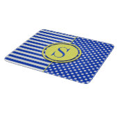 Royal Blue Polka Dots en Stripes-Monogram STaylor Snijplank (Hoek)