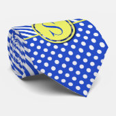 Royal Blue Polka Dots en Stripes-Monogram STaylor Stropdas (Opgerold)