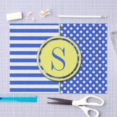 Royal Blue Polka Dots en Stripes-Monogram STaylor Tissuepapier (Craft)
