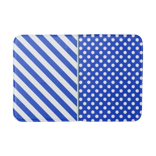 Royal Blue Polka Dots en Stripes van Shirley Taylo Badmat (Voorkant)
