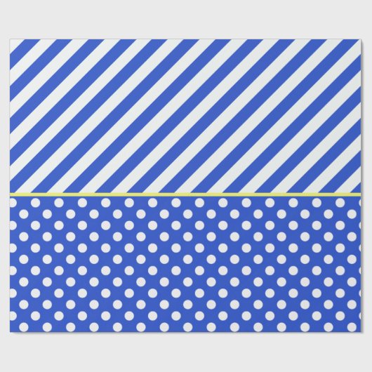 Royal Blue Polka Dots en Stripes van Shirley Taylo Cadeaupapier (Vlak)