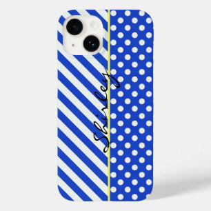 Royal Blue Polka Dots en Stripes van Shirley Taylo Case-Mate iPhone 14 Hoesje