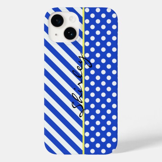 Royal Blue Polka Dots en Stripes van Shirley Taylo Case-Mate iPhone Case (Achterkant)