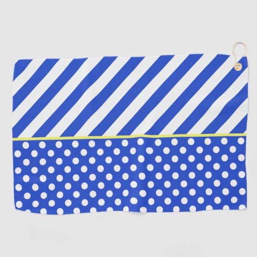 Royal Blue Polka Dots en Stripes van Shirley Taylo Golfhanddoek (Horizontaal)