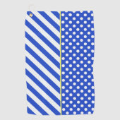 Royal Blue Polka Dots en Stripes van Shirley Taylo Golfhanddoek (Voorkant)