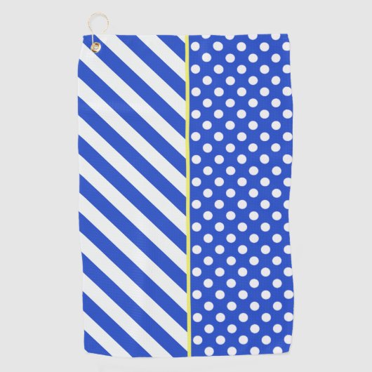 Royal Blue Polka Dots en Stripes van Shirley Taylo Golfhanddoek (Voorkant)