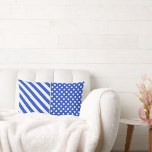 Royal Blue Polka Dots en Stripes van Shirley Taylo Kussen