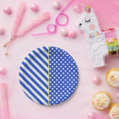 Royal Blue Polka Dots en Stripes van Shirley Taylo Papieren Bordje (Feest)