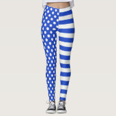 Royal Blue Polka Dots en Stripes van STaylor Leggings (Voorkant)