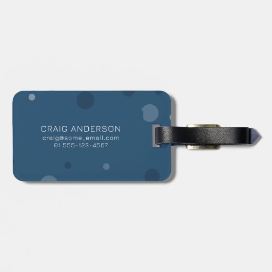 Royal Blue Pop Stippen Bagagelabel (Achterkant horizontaal)