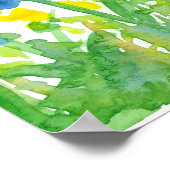 Royal Blue Poppies Yellow Wildflower Waterverf Poster (Hoek)