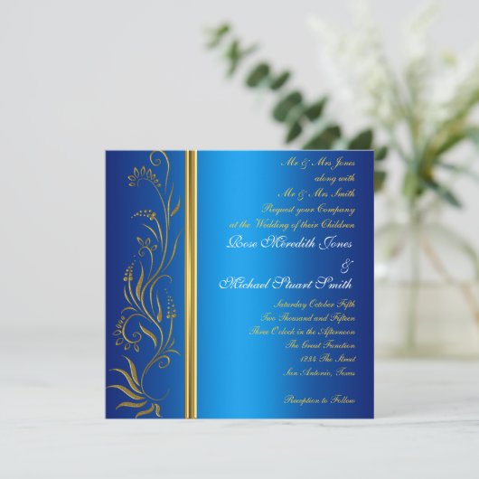 Royal Blue Popular Wedding Uitnodiging (Staand voorkant)