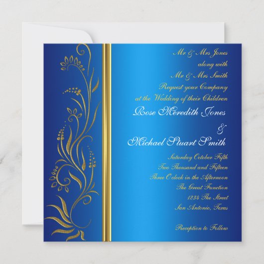Royal Blue Popular Wedding Uitnodiging (Voorkant)