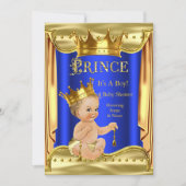 Royal Blue Prince Baby shower Gold Blonde Boy Kaart (Voorkant)