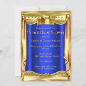 Royal Blue Prince Baby shower Gold Blonde Boy Kaart (Achterkant)