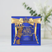 Royal Blue Prince Baby shower Gold Crown Ethnic Kaart (Staand voorkant)