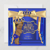 Royal Blue Prince Baby shower Gold Crown Ethnic Kaart (Voorkant)
