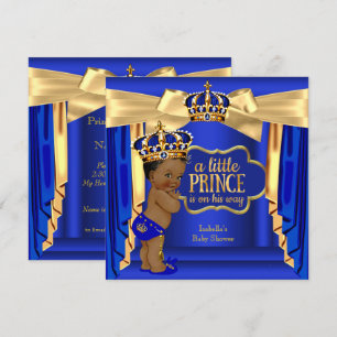 Royal Blue Prince Baby shower Gold Crown Ethnic Kaart