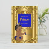 Royal Blue Prince Baby shower Gold Crown Ethnic Kaart (Staand voorkant)