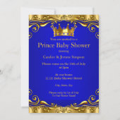 Royal Blue Prince Baby shower Gold Crown Ethnic Kaart (Achterkant)