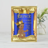 Royal Blue Prince Baby shower Gold Ethnic Kaart (Staand voorkant)