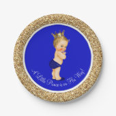 Royal Blue Prince Baby shower Papieren Bordje (Voorkant)