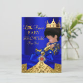 Royal Blue Prince Boy Baby shower African American Kaart (Staand voorkant)